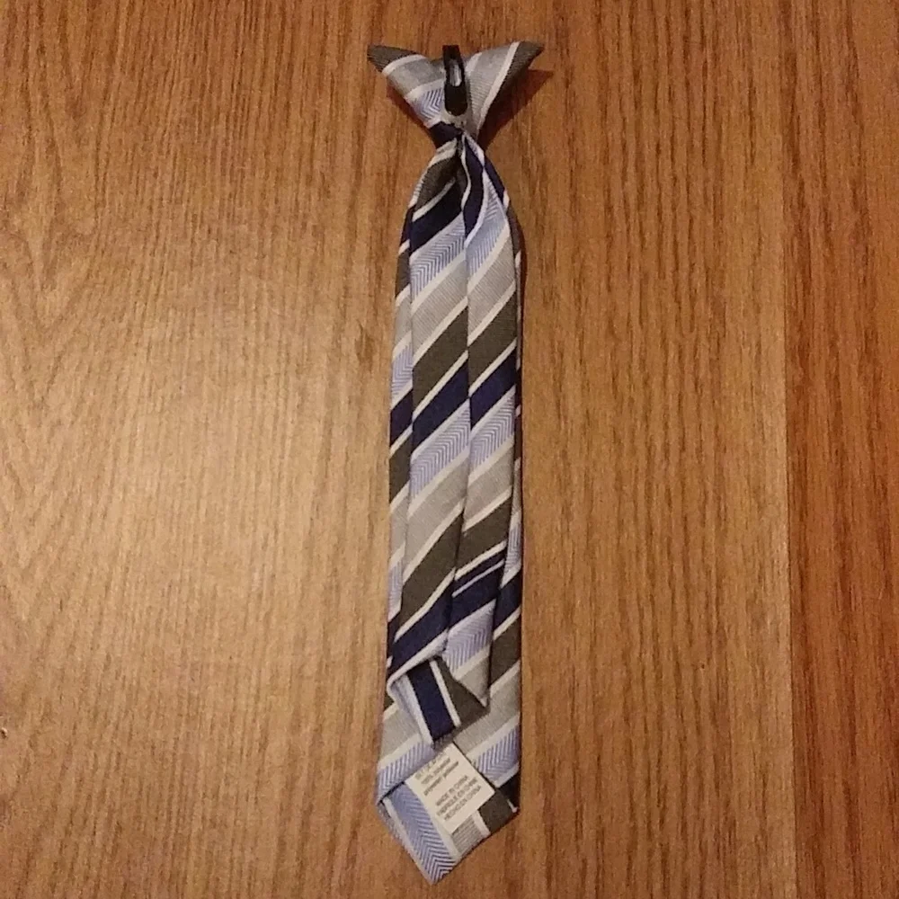 💣2 for$15 Blue Striped Clip-on tie for boys 2t-4t